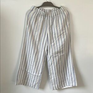 Pact White and Blue Striped Pants